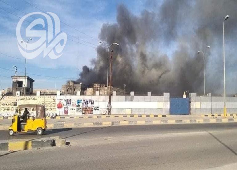 صور: حريق مبنى محافظة ميسان